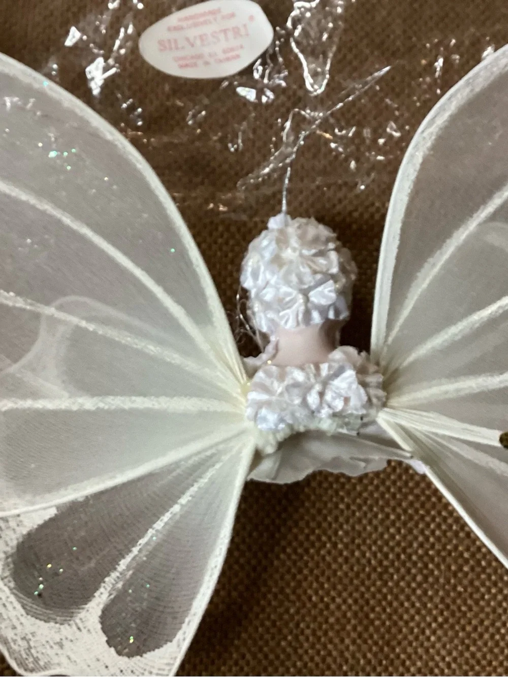 Silvestri White Gossamer Mesh Wing Angel Ornament Tree Topper